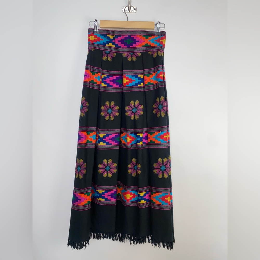 Vintage 1970s Anthony Muto for Saz II Wool Skirt – Boho Folk Artisan Woven - Picture 5 of 15